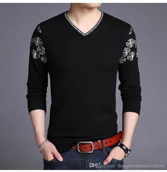 spring autumn v-neck sweaters fashion solid embroidery sweaters long sleeved knitted sweatshirts casual slim mens clothing, White;black
spring autumn v-neck sweaters fashion solid embroidery sweaters long sleeved knitted sweatshirts casual slim mens clothing, White;black