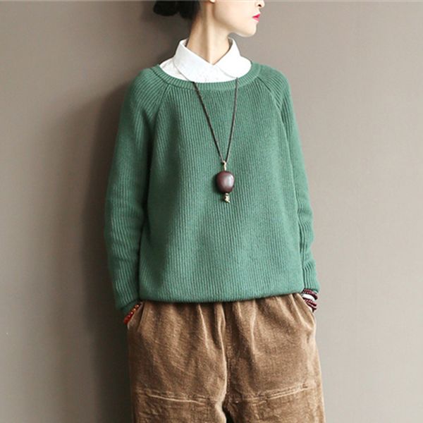 johnature 2019 fall new women warm sweater winter solid color pullover knitted cloths cotton loose casual o-neck female sweaters, White;black
johnature 2019 fall new women warm sweater winter solid color pullover knitted cloths cotton loose casual o-neck female sweaters, White;black