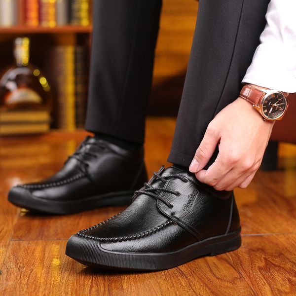 men snow shoes winter boots fur inside male formal shoes split leather boots casual sneakers mens business formal, Black
men snow shoes winter boots fur inside male formal shoes split leather boots casual sneakers mens business formal, Black