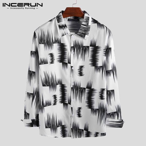incerun fashion men dress shirt print long sleeve lapel casual camisa masculina 2020 streetwear men hawaiian brand shirts s-5xl, White;black 
incerun fashion men dress shirt print long sleeve lapel casual camisa masculina 2020 streetwear men hawaiian brand shirts s-5xl, White;black