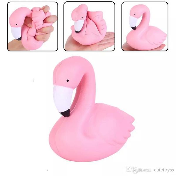 

good squishy 15cm slow rising jumbo kawaii cute pink flamingo creamy scent for kids party toys stress reliever toy phone charm t117