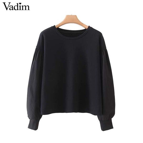 vadim women chic spliced sweatshirt patchwork long puff sleeve o neck pullover female casual outwear casual ha456, Black
vadim women chic spliced sweatshirt patchwork long puff sleeve o neck pullover female casual outwear casual ha456, Black
