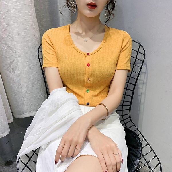 2020 t- shirt rainbow high waist navel female v-neck clavicle shirt ins fashion short sleeve t-shirt, White
2020 t- shirt rainbow high waist navel female v-neck clavicle shirt ins fashion short sleeve t-shirt, White