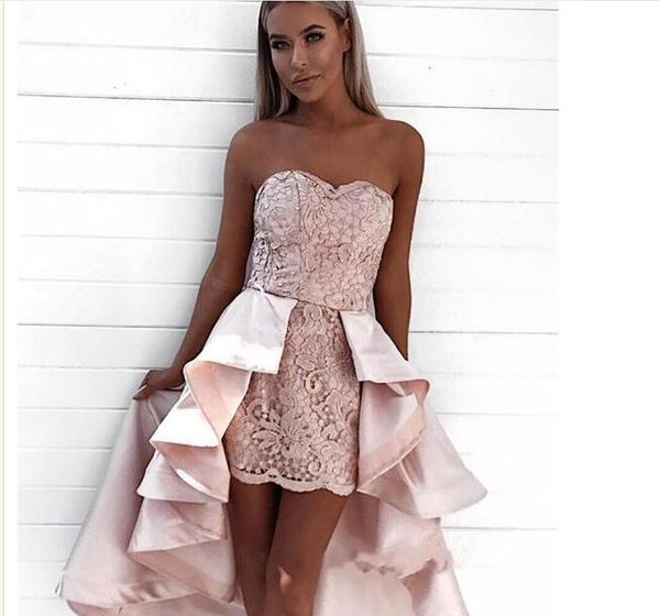 unique design lace homecoming dresses strapless high low sheath special occasion dress modern formal party prom gowns stylish cocktail gowns, Red
unique design lace homecoming dresses strapless high low sheath special occasion dress modern formal party prom gowns stylish cocktail gowns, Red