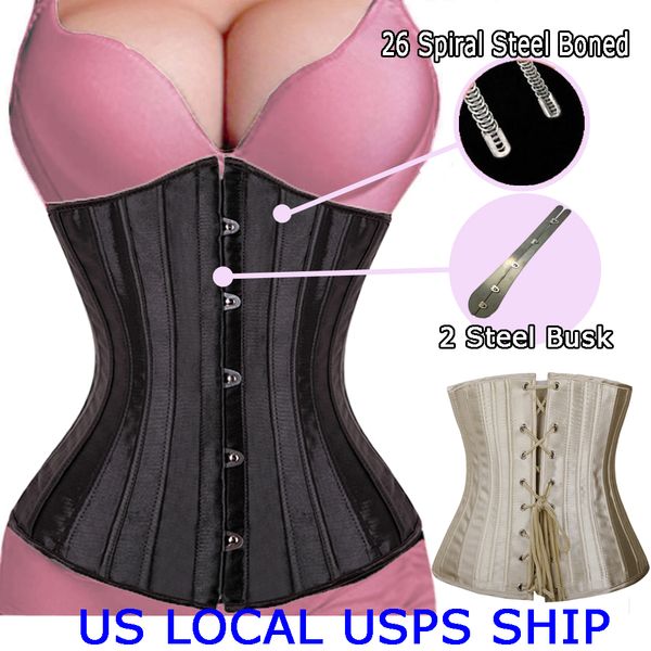 body shaper woman waist trainer underbust corsets & bustiers satin steel boned waist corselet, Black;white
body shaper woman waist trainer underbust corsets & bustiers satin steel boned waist corselet, Black;white