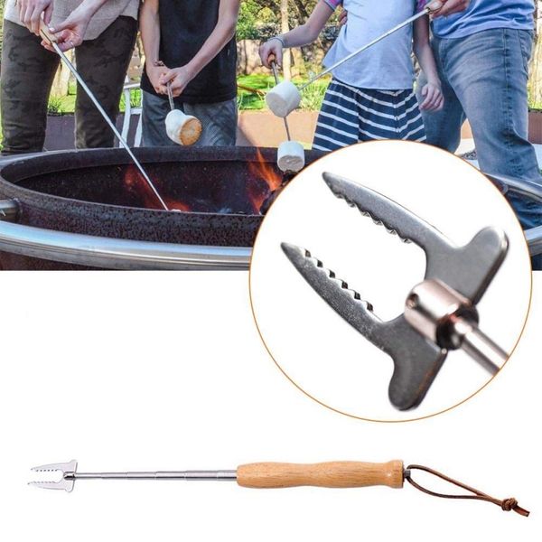 1pc roasting fork stick stainless steel wooden handle telescoping skewer as grilling tools for home, kitchen, backyard bbq
1pc roasting fork stick stainless steel wooden handle telescoping skewer as grilling tools for home, kitchen, backyard bbq