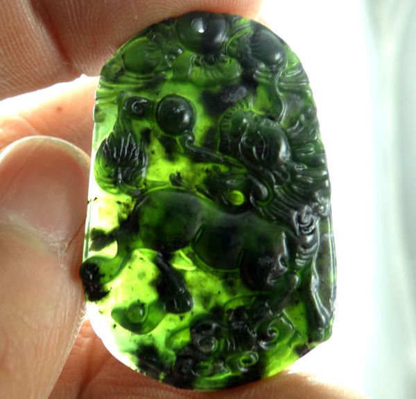 44*31wholesale natural chinese black green stone hand-carved statue of kirin amulet pendant necklace jewelry making, Silver
44*31wholesale natural chinese black green stone hand-carved statue of kirin amulet pendant necklace jewelry making, Silver