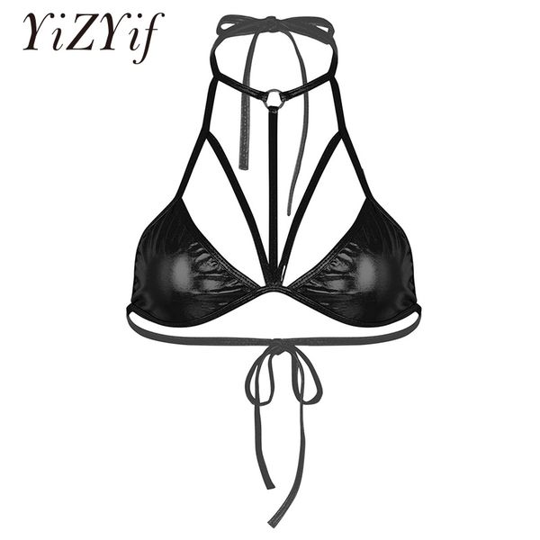 women shiny metallic bra bikini bra halter neck front strappy details bralette bikini for club festival dancewear, Red;black
women shiny metallic bra bikini bra halter neck front strappy details bralette bikini for club festival dancewear, Red;black