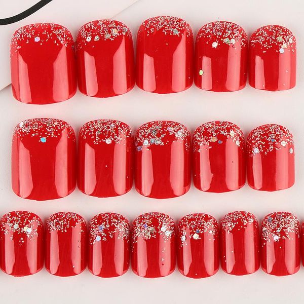 24pcs/set new charming red glitter fake nails with nail glue acrylic full cover false nails rhinestone design nail tools, Red;gold
24pcs/set new charming red glitter fake nails with nail glue acrylic full cover false nails rhinestone design nail tools, Red;gold