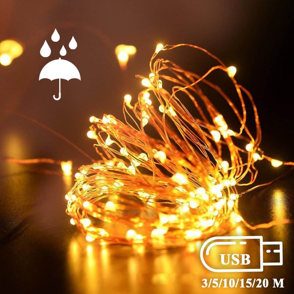 

usb led string lights 3m 5m 10m 12m 15m 20m copper wire waterproof fairy lights garland party christmas wedding led string lamp