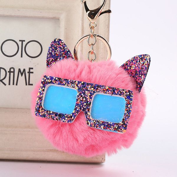 cute pompom glasses owl keychain artificial fur ball fluffy leather key ring women bag pendant gift accessories, Silver
cute pompom glasses owl keychain artificial fur ball fluffy leather key ring women bag pendant gift accessories, Silver