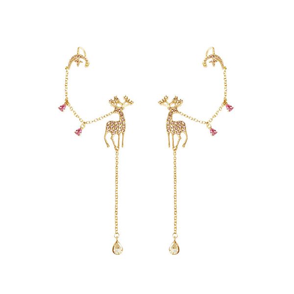 personality ear hanging s925 stud ear with cute deer eardrop super fairy elk earrings 2020 new fashion bones clip, Silver 
personality ear hanging s925 stud ear with cute deer eardrop super fairy elk earrings 2020 new fashion bones clip, Silver