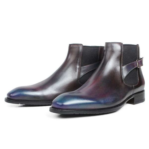 ankle boots men genuine cow skin buckle patina square toe custom made flat slip-on leather shoes leather boots, Black
ankle boots men genuine cow skin buckle patina square toe custom made flat slip-on leather shoes leather boots, Black