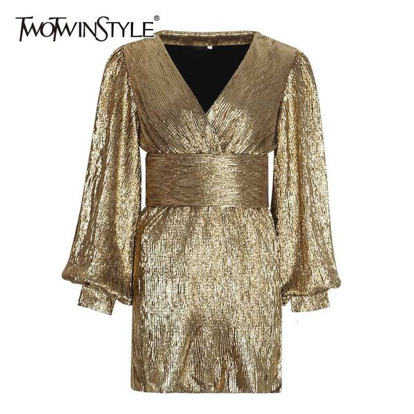 twotwinstyle patchwork sequin dress for women lantern sleeve v neck high waist party dresses female autumn fashion 2020 new, Black;gray
twotwinstyle patchwork sequin dress for women lantern sleeve v neck high waist party dresses female autumn fashion 2020 new, Black;gray