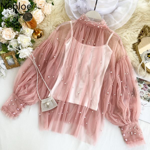 neploe perspective gauze beads pullover blouse long puff sleeve stand neck shirt 2019 women new fashion blusas with camis 55640, White
neploe perspective gauze beads pullover blouse long puff sleeve stand neck shirt 2019 women new fashion blusas with camis 55640, White