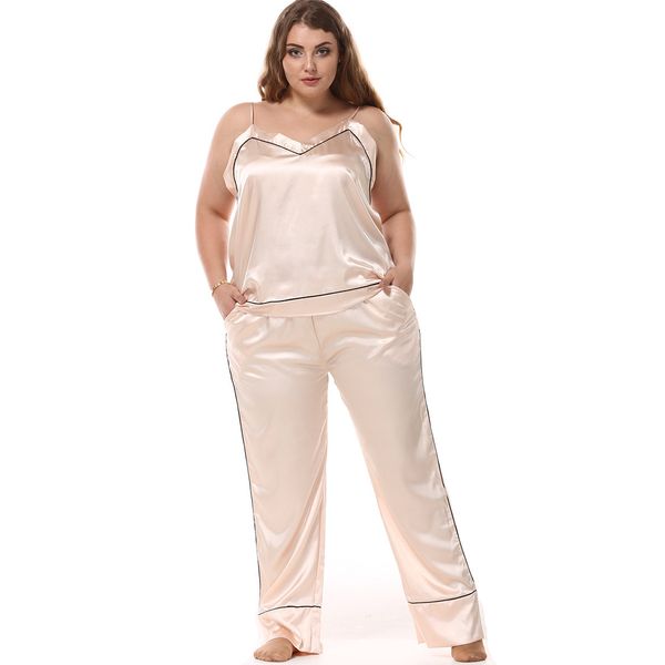 plus size l-3xl women pajamas pyjama set v-neck cami+pants 2pcs nightwear rayon sleepwear oversize lounge home clothes, Black;red
plus size l-3xl women pajamas pyjama set v-neck cami+pants 2pcs nightwear rayon sleepwear oversize lounge home clothes, Black;red