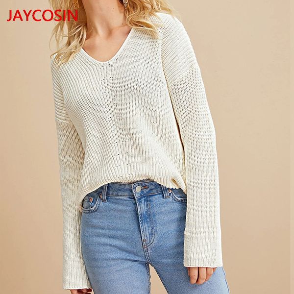 jaycosin sweater 2019 women casual pullover knitted solid color long sleeve v-neck hoodie sweater winter clothes l300801, White;black
jaycosin sweater 2019 women casual pullover knitted solid color long sleeve v-neck hoodie sweater winter clothes l300801, White;black