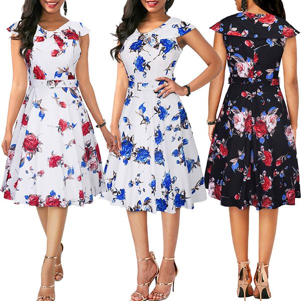 new european and american women's retro hepburn printed dress c867 in summer of 2019, Black;gray
new european and american women's retro hepburn printed dress c867 in summer of 2019, Black;gray