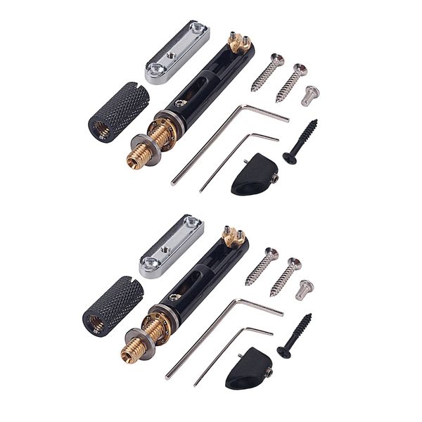 2 pack 5 strings round headless bass bridges with mount screws, wrench, bridge base, string lock nut
2 pack 5 strings round headless bass bridges with mount screws, wrench, bridge base, string lock nut
