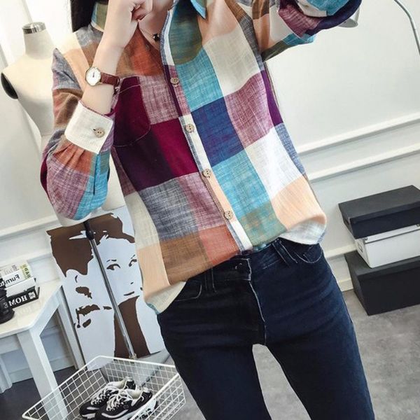 2019 spring fashion women casual loose cotton plus size multicolor lattice shirt lady long sleeve party wear blouses crops top, White
2019 spring fashion women casual loose cotton plus size multicolor lattice shirt lady long sleeve party wear blouses crops top, White
