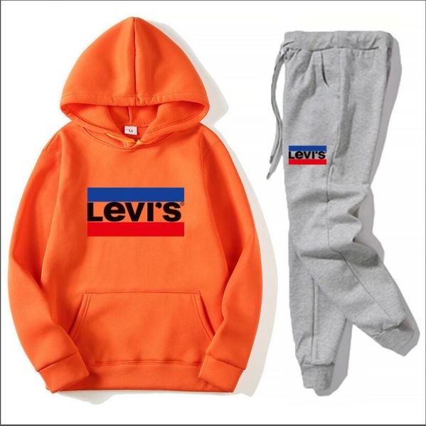 new fashion designer tracksuit spring levιs autumn casual women sportswear men clothing suits hoodies hoodie+pants 2pcs #221, Gray