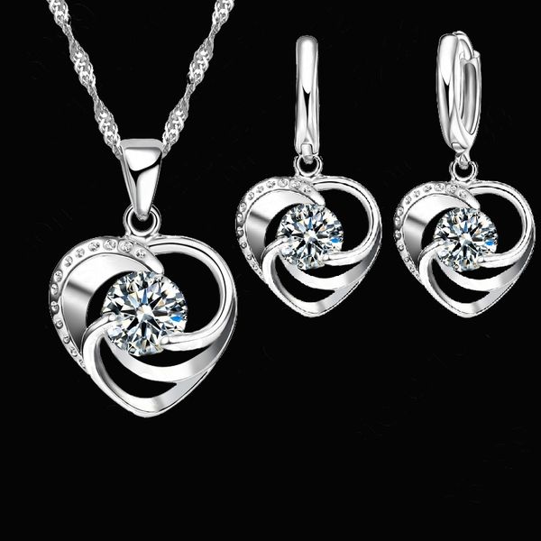 925 sterling silver necklace earrings set long chain sweet romantic style love heart shape for women lady wife
925 sterling silver necklace earrings set long chain sweet romantic style love heart shape for women lady wife