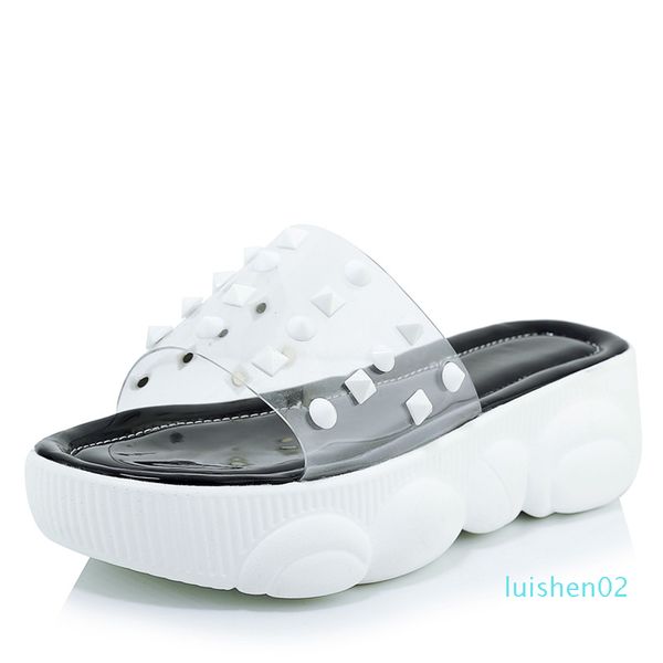 jk summer 2019 studded casual slippers women open toe footwear transparent pvc platform shoes slides girl mules shoes woman l02, Black
jk summer 2019 studded casual slippers women open toe footwear transparent pvc platform shoes slides girl mules shoes woman l02, Black