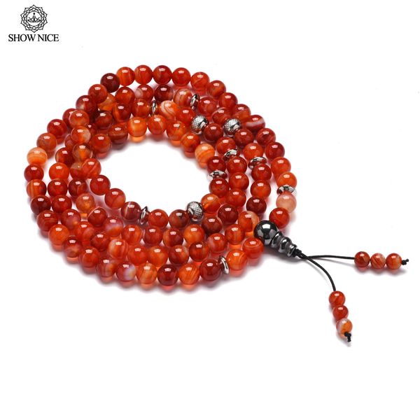 108 natural red banded onyx beads stone bracelets 7 chakra healing buddhist prayer carnelian beads necklace for women men gifts, Golden;silver
108 natural red banded onyx beads stone bracelets 7 chakra healing buddhist prayer carnelian beads necklace for women men gifts, Golden;silver