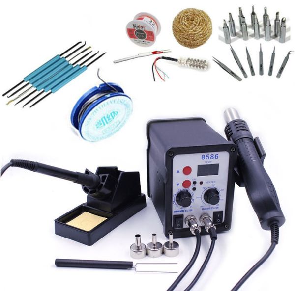 8586 2 in 1 oes air gun soldering station welding solder iron for desoldering+heating core+tin wire+ nozzles
8586 2 in 1 oes air gun soldering station welding solder iron for desoldering+heating core+tin wire+ nozzles