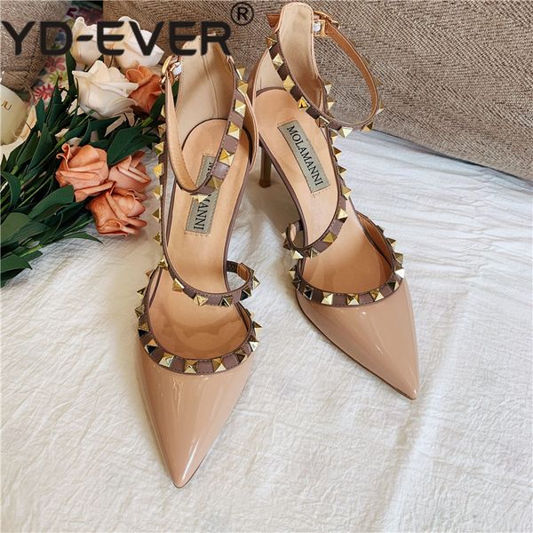fashion women pumps brand new casual designer nude patent leather studded spikes strappy point toe high heels, Black
fashion women pumps brand new casual designer nude patent leather studded spikes strappy point toe high heels, Black
