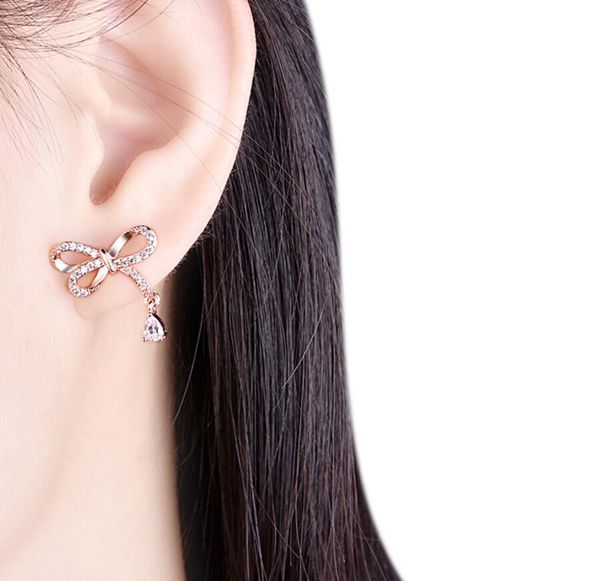 wholesale- fashion new bow earrings female simple sweet temperament earrings drop personality creativity water drop earrings, Silver
wholesale- fashion new bow earrings female simple sweet temperament earrings drop personality creativity water drop earrings, Silver