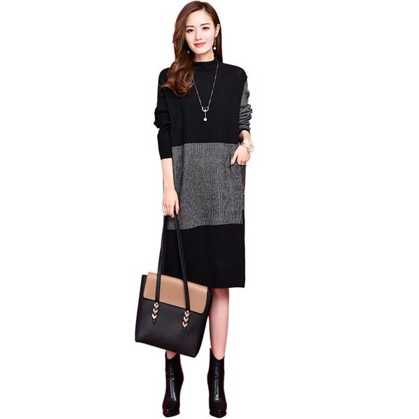 women 2019 spring autumn half turtleneck striped knitted dress female contrast color dress elegant slim bottoming vestidos v746, Black;gray
women 2019 spring autumn half turtleneck striped knitted dress female contrast color dress elegant slim bottoming vestidos v746, Black;gray