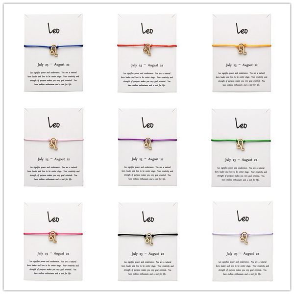 white card fashion jewelry 12 constellation zodiac leo lucky rope bracelet bangles for women accessories, Golden;silver
white card fashion jewelry 12 constellation zodiac leo lucky rope bracelet bangles for women accessories, Golden;silver