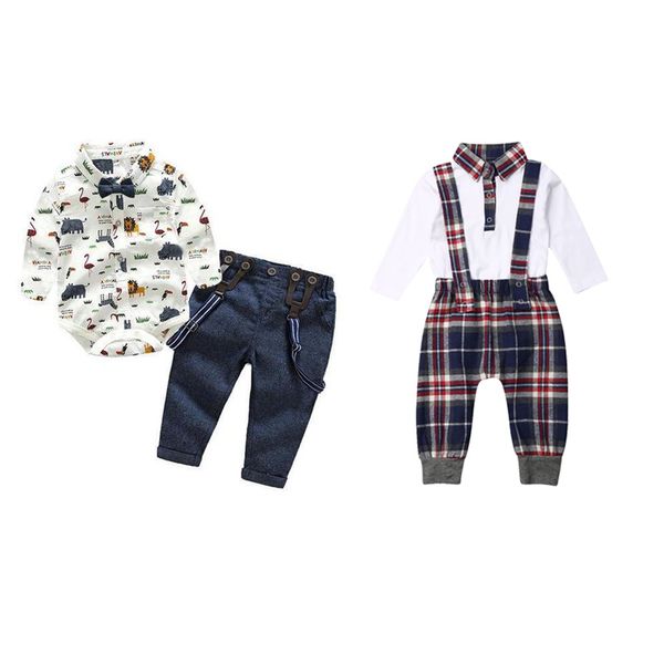 newborn baby boy gentlemen round neck long sleeve shirt + plaid strap trousers clothes set party wedding costume 0-24m, White
newborn baby boy gentlemen round neck long sleeve shirt + plaid strap trousers clothes set party wedding costume 0-24m, White