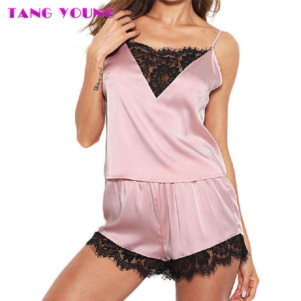2019 new women's pajama sets lace v-neck sleepwear for women silk patchwork pajamas set lingerie nightwear, Blue;gray
2019 new women's pajama sets lace v-neck sleepwear for women silk patchwork pajamas set lingerie nightwear, Blue;gray