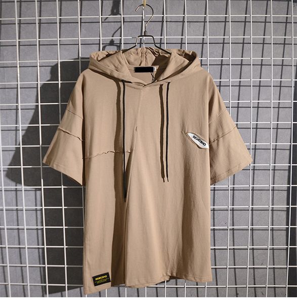 summer mens designer tshirts hooded letter printed solid color mens japanese style loose mens clothing, White;black
summer mens designer tshirts hooded letter printed solid color mens japanese style loose mens clothing, White;black