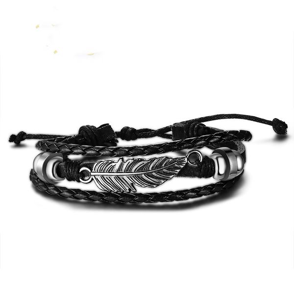 fashion personality leather bracelet feather black multilayer leather bracelet wholesale men's sale, Golden;silver
fashion personality leather bracelet feather black multilayer leather bracelet wholesale men's sale, Golden;silver