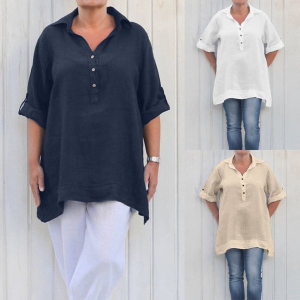 women casual solid loose vogue t shirt collar half sleeve linen button shirt tops white woman clothing female vetements
women casual solid loose vogue t shirt collar half sleeve linen button shirt tops white woman clothing female vetements