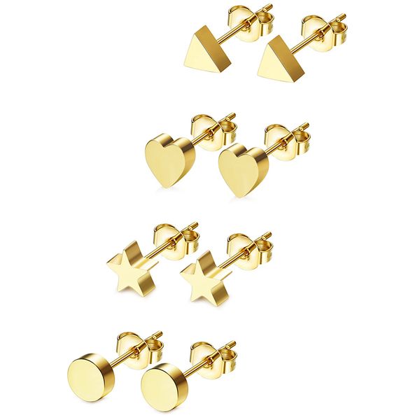 fashion geometric stud earrings for women handmade heart triangle round star earring minimalist stainless steel earrings jewelry, Golden;silver
fashion geometric stud earrings for women handmade heart triangle round star earring minimalist stainless steel earrings jewelry, Golden;silver