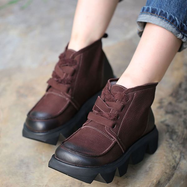 original 2019 autumn winter new handmade shoes ankle boots cowhide round head leather flat platform casual booties women, Black
original 2019 autumn winter new handmade shoes ankle boots cowhide round head leather flat platform casual booties women, Black