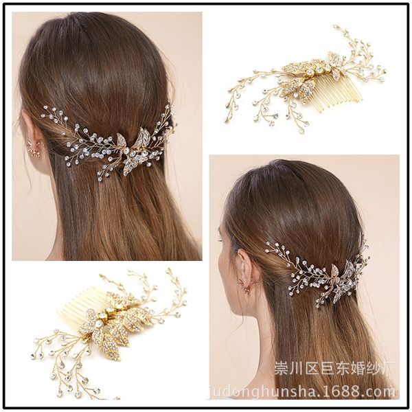 hand-made leliin gold bridal hair comb wedding hair headpiece crystal barrette bride pins jewelry, Golden;white
hand-made leliin gold bridal hair comb wedding hair headpiece crystal barrette bride pins jewelry, Golden;white
