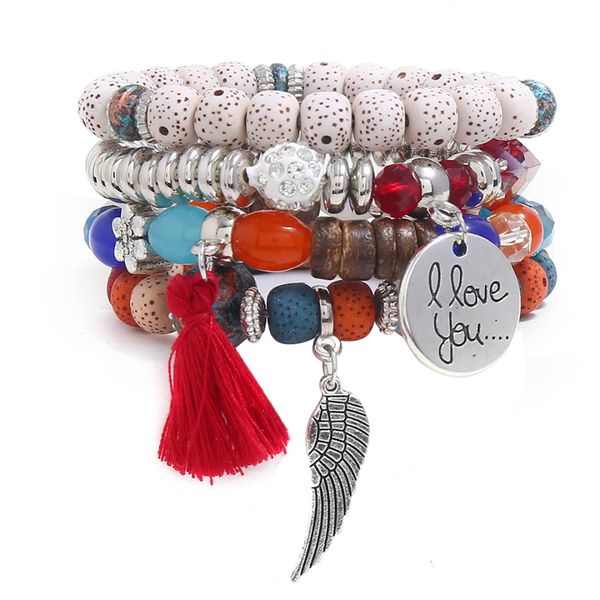 женщины многослойная лава камень бисера богемский браслет vintage wing кисточкой кулон красный браслет старинные ювелирные изделия, Black
женщины многослойная лава камень бисера богемский браслет vintage wing кисточкой кулон красный браслет старинные ювелирные изделия, Black