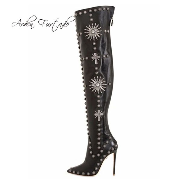 arden furtado fashion women's shoes winter pointed toe stilettos heels zipper leather classics rivet over the knee high boots, Black
arden furtado fashion women's shoes winter pointed toe stilettos heels zipper leather classics rivet over the knee high boots, Black