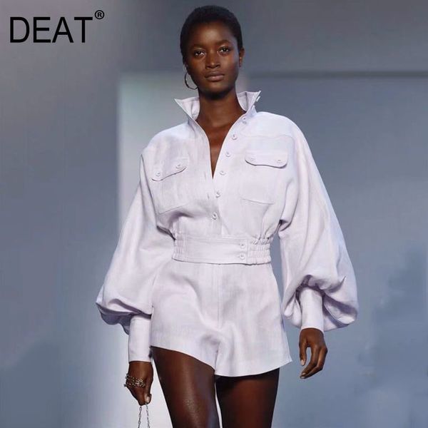 deat 2019 new fashion women clothing turn-down collar lantern sleeves shirt and short high waist shorts pants set wd35400l, White
deat 2019 new fashion women clothing turn-down collar lantern sleeves shirt and short high waist shorts pants set wd35400l, White
