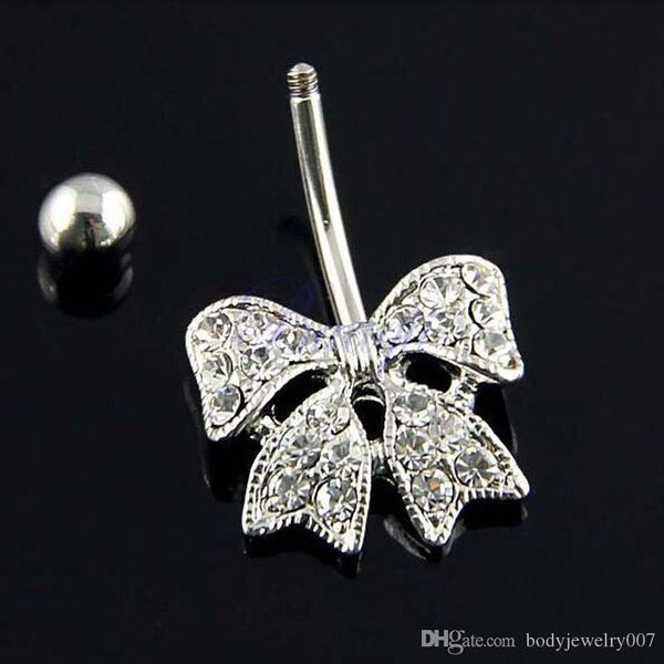 d0028 ( 1 color ) piercing jewelry bowknot style navel belly ring 10 pcs clear color stone drop shipping, Silver
d0028 ( 1 color ) piercing jewelry bowknot style navel belly ring 10 pcs clear color stone drop shipping, Silver