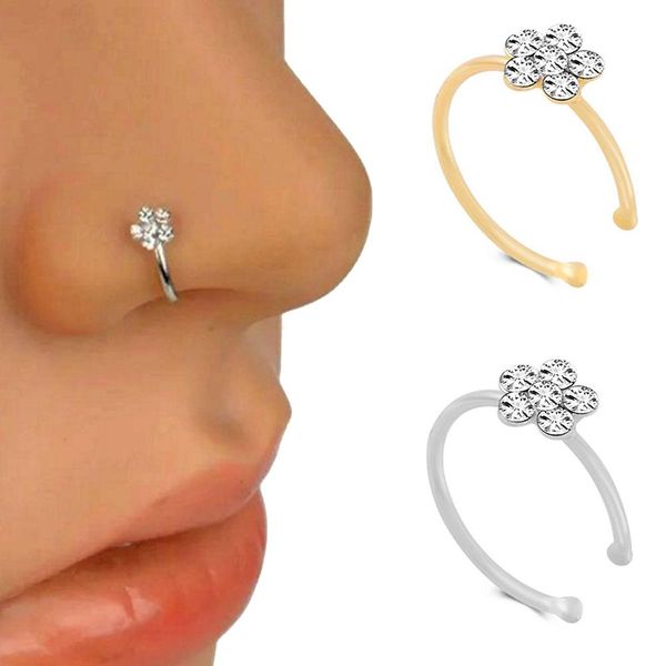 1pc women rhinestone inlaid plum blossom nose hoop stud ring piercing jewelry, Slivery;golden
1pc women rhinestone inlaid plum blossom nose hoop stud ring piercing jewelry, Slivery;golden