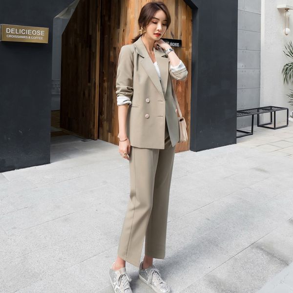 women suit 2 piece sets casual blazer high waist pant office lady notched jacket pant suits set, White;black
women suit 2 piece sets casual blazer high waist pant office lady notched jacket pant suits set, White;black