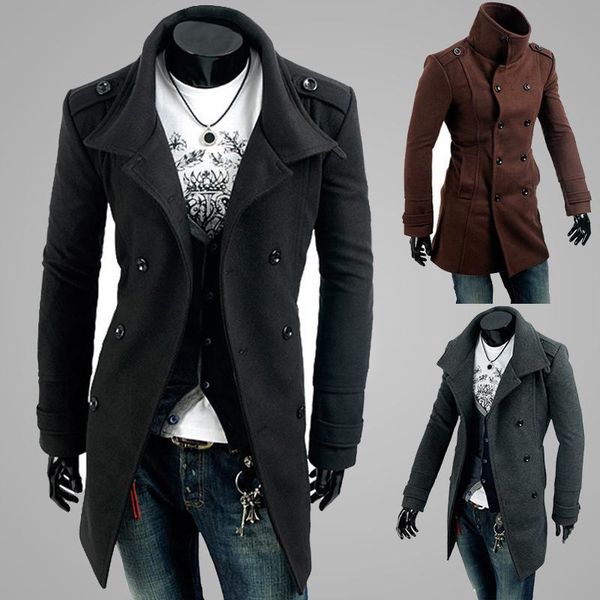 fashion new men casual shoulder strap double-breasted trench long coat lapel slim fit trench coats unique men's clothing, Tan;black
fashion new men casual shoulder strap double-breasted trench long coat lapel slim fit trench coats unique men's clothing, Tan;black
