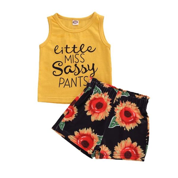 2020 new baby summer clothing girls 2pcs outfit set sleeveless letter print loose short sun flower elastic band pants set, White
2020 new baby summer clothing girls 2pcs outfit set sleeveless letter print loose short sun flower elastic band pants set, White