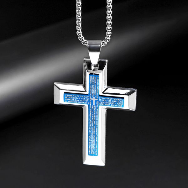 fashion men cross pendant necklace choker necklaces stainless steel chain jewelry blue black double bible cross punk hip hop mens for gift, Silver
fashion men cross pendant necklace choker necklaces stainless steel chain jewelry blue black double bible cross punk hip hop mens for gift, Silver